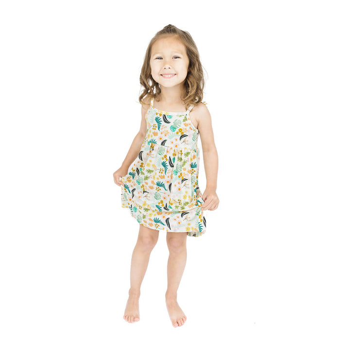 Emerson & Friends Tropical Blooms Bamboo Dress-Beige/Multi
