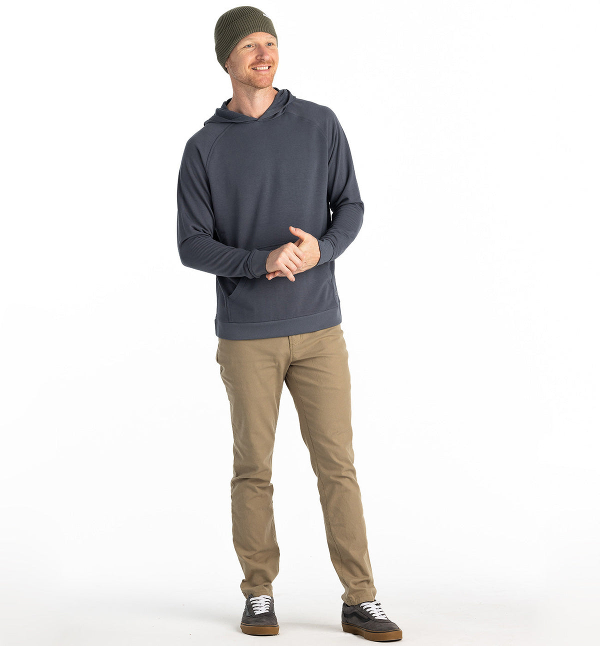Free Fly Bamboo Lightweight Fleece Hooded L/S Shirt-Storm Cloud