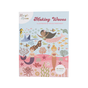 Lucy's Room Making Waves Mermaids Puzzle-Blue/Multi