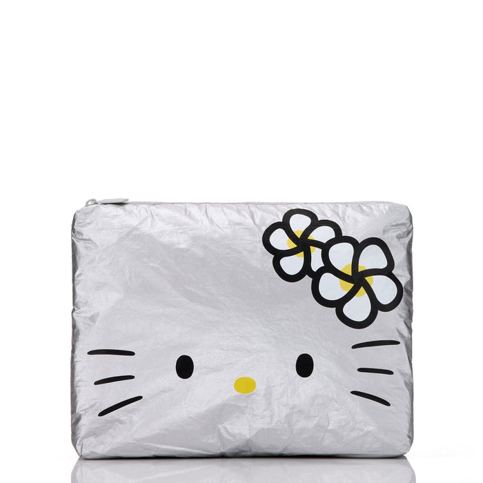 Aloha Collection Kitty Face Mid Pouch-Black/Silver
