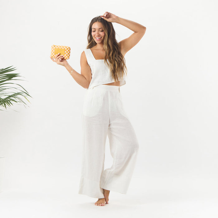 Aloha Collection Petite Check Mini Pouch-Hey Girl/Hot Mustard