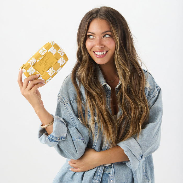 Aloha Collection Pua Check Mini Pouch-Hot Mustard