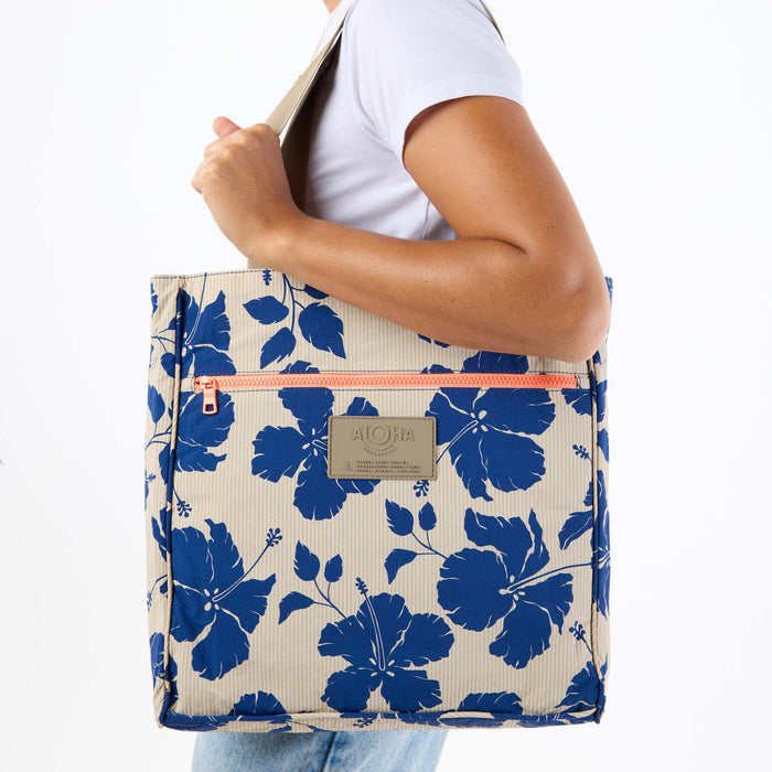 Aloha Collection Salina Tiny Stripe Daily Tote Bag-Navy