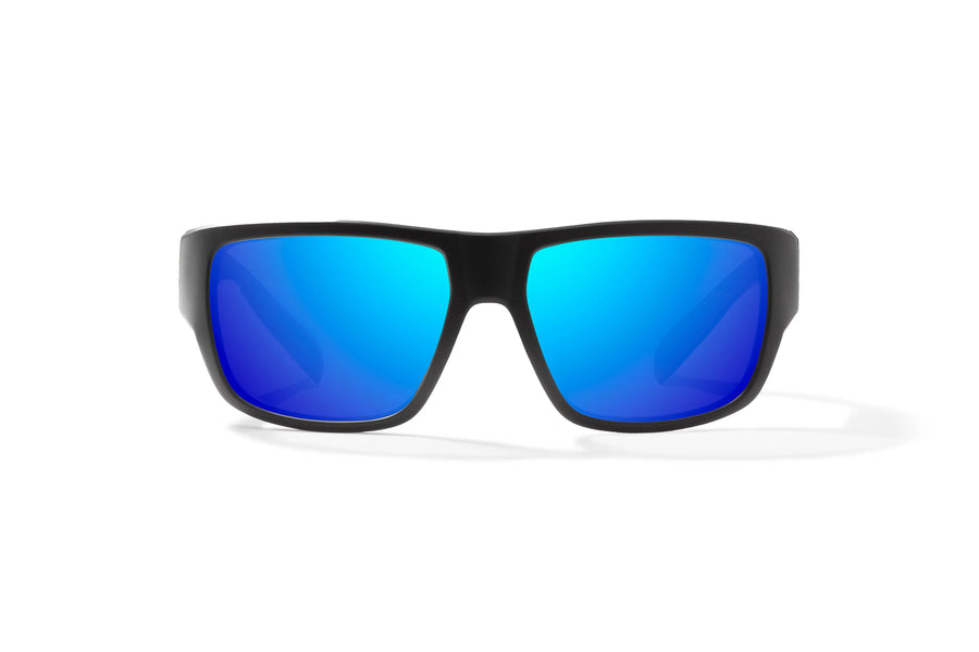 Bajio Piedra Sunglasses-Black Matte/Blue Mirror Glass