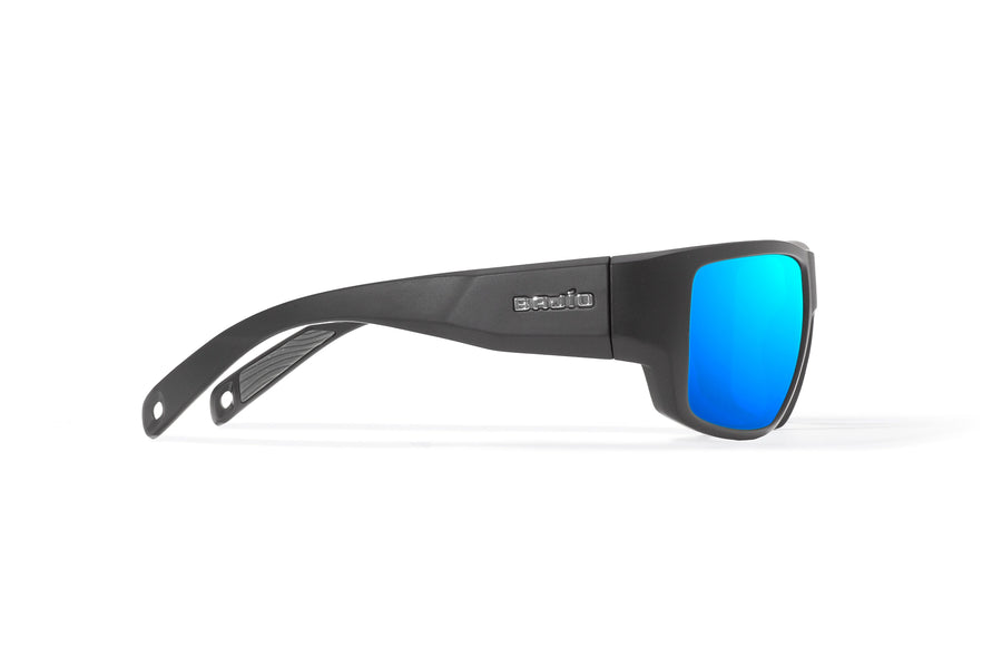 Bajio Piedra Sunglasses-Black Matte/Blue Mirror Glass
