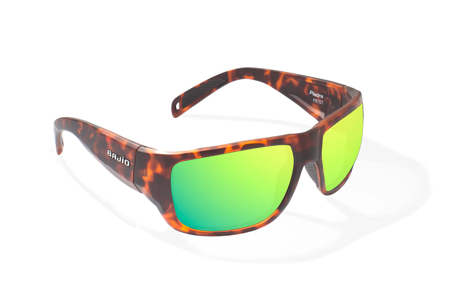 Bajio Piedra Sunglasses-Brown Tort Matte/Green Mirror Glass