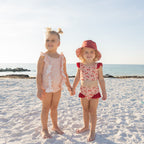 Emerson & Friends Pink Daisy Ruffle Front One Piece-Pink/Multi