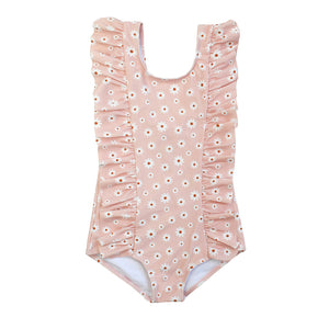 Emerson & Friends Pink Daisy Ruffle Front One Piece-Pink/Multi