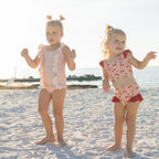 Emerson & Friends Pink Daisy Ruffle Front One Piece-Pink/Multi
