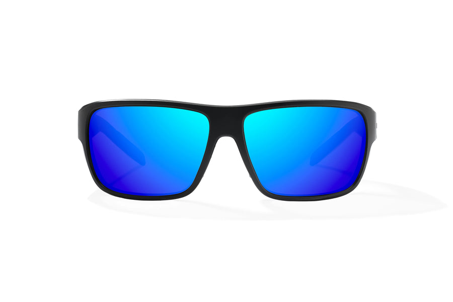 Bajio Rigolets Sunglasses-Black Matte/Blue Mirror Glass