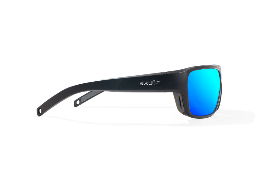 Bajio Rigolets Sunglasses-Black Matte/Blue Mirror Glass