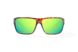 Bajio Rigolets Sunglasses-Brown Tort Gloss/Grn Mirror Glass
