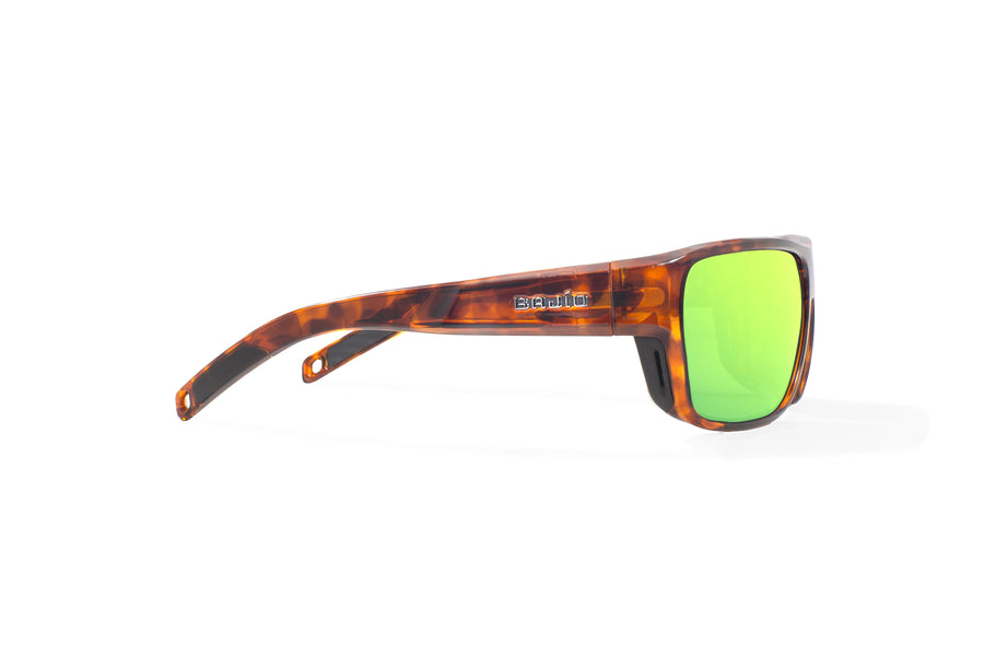 Bajio Rigolets Sunglasses-Brown Tort Gloss/Grn Mirror Glass
