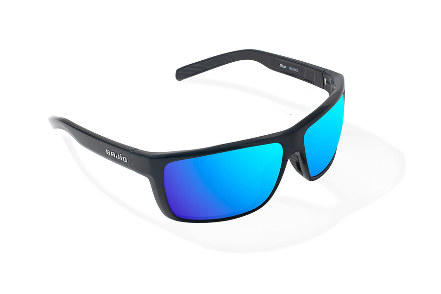 Bajio Sigs Sunglasses-Black Gloss/Blue Mirror Glass