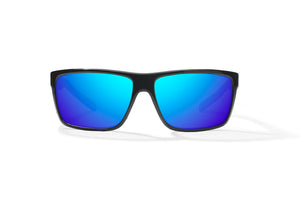 Bajio Sigs Sunglasses-Black Gloss/Blue Mirror Glass
