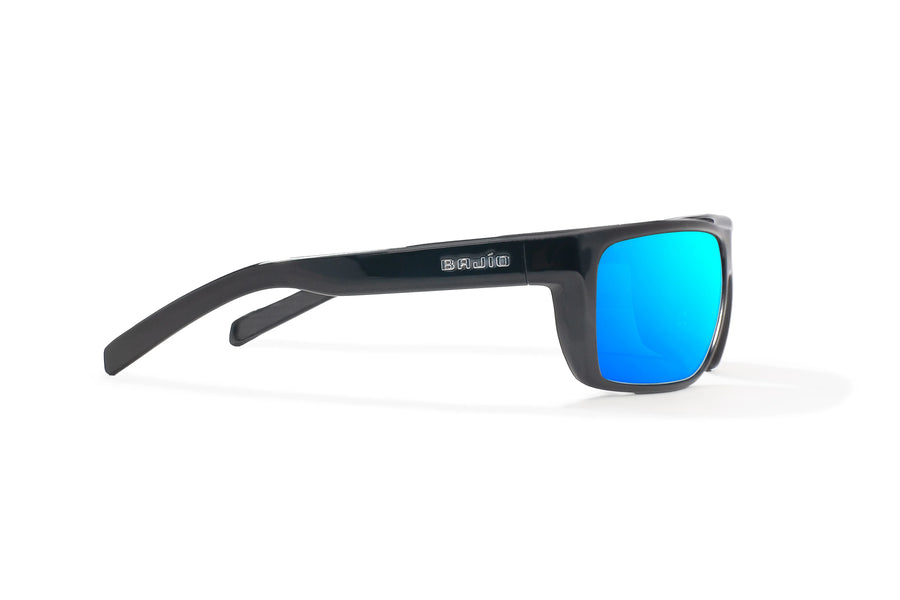 Bajio Sigs Sunglasses-Black Gloss/Blue Mirror Glass
