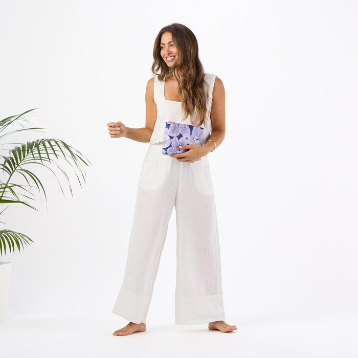 Aloha Collection Purau Small Pouch-Lilac/Navy
