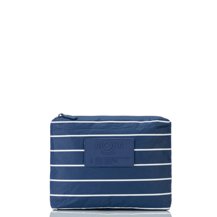 Aloha Collection Small Pinstripe Pouch-White/Navy
