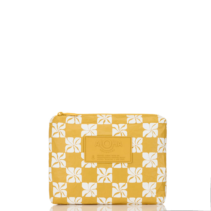 Aloha Collection Pua Check Small Pouch-Hot Mustard