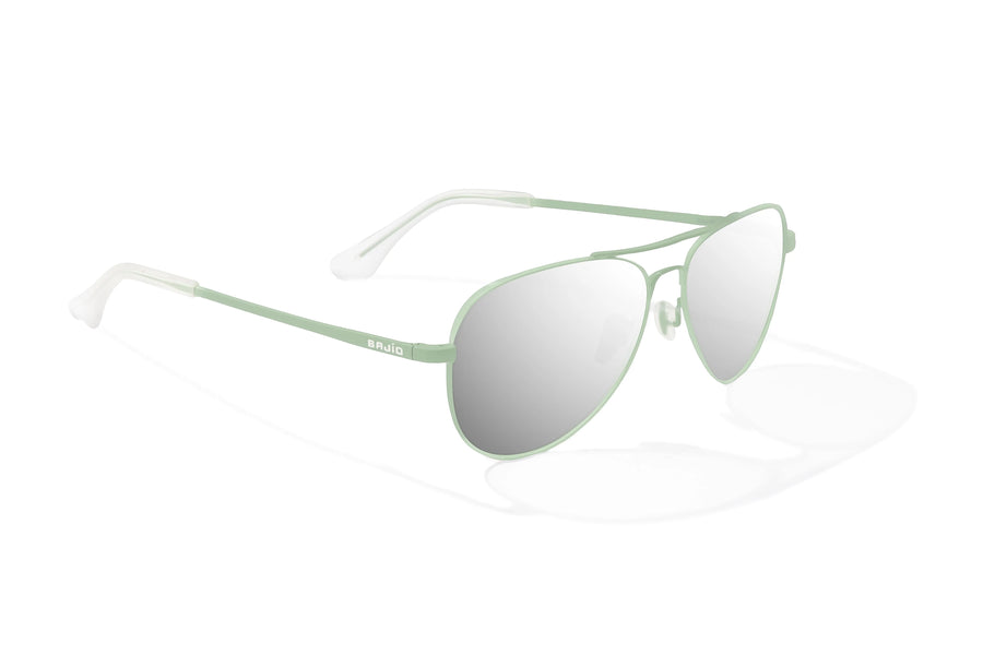 Bajio Soldado Sunglasses-Light Grn Glass Matte/Slvr Mrr Poly