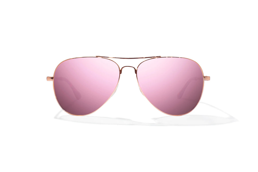 Bajio Soldado Sunglasses-Rose Gold Satin/Rose Mirror Poly