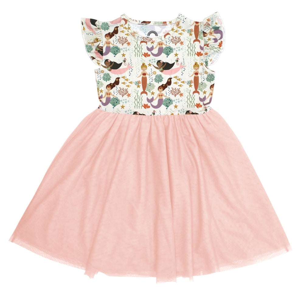 Emerson & Friends Making Waves Mermaids Tulle Twirl Dress-Beige/Multi
