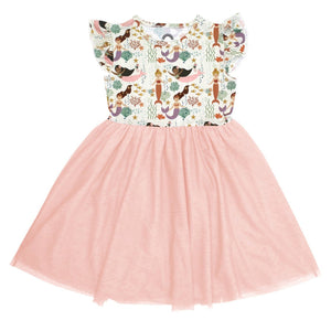 Emerson & Friends Making Waves Mermaids Tulle Twirl Dress-Beige/Multi