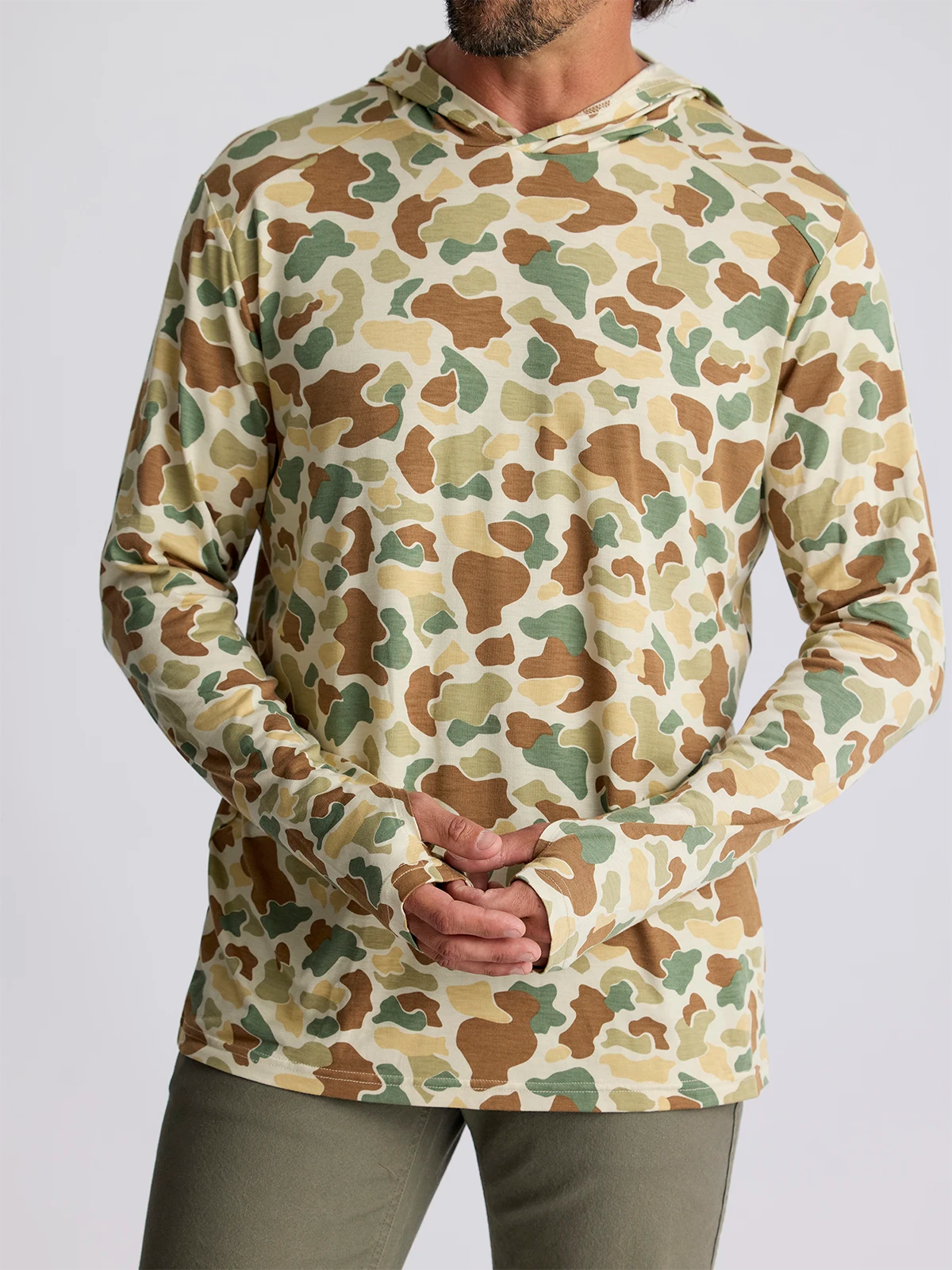 Free Fly Bamboo Shade Hooded L/S Shirt-Vintage Camo