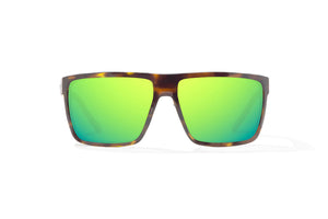 Bajio Toads Sunglasses-Brown Tort Gloss/Green Mirror Glass