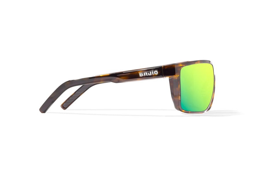 Bajio Toads Sunglasses-Brown Tort Gloss/Green Mirror Glass