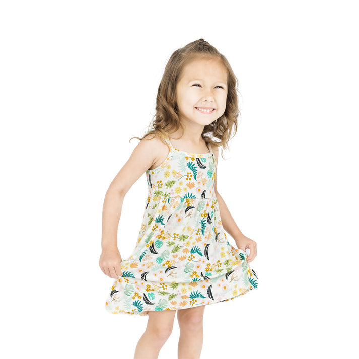 Emerson & Friends Tropical Blooms Bamboo Dress-Beige/Multi
