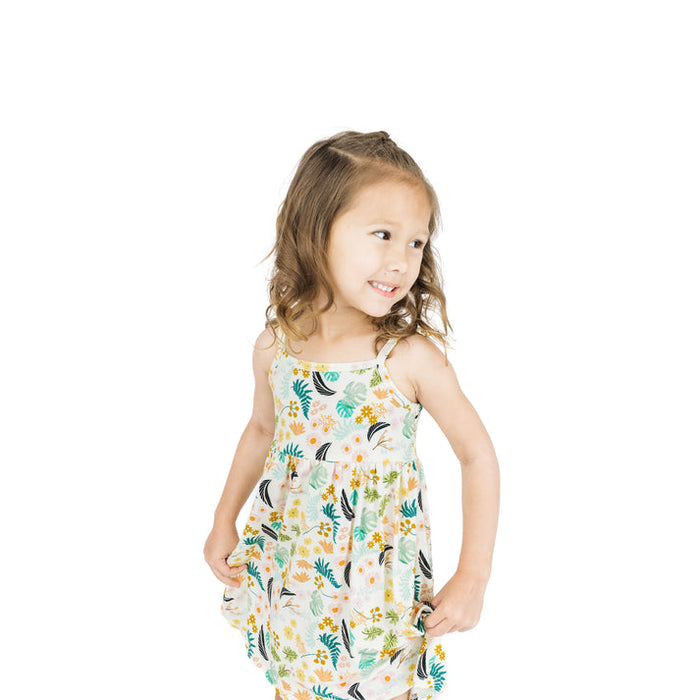 Emerson & Friends Tropical Blooms Bamboo Dress-Beige/Multi