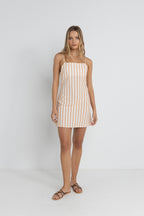 Rhythm Tide Stripe Mini Dress-Natural