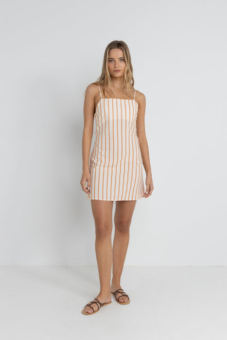 Rhythm Tide Stripe Mini Dress-Natural