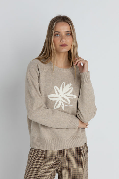 Rhythm Sanctuary Crew Neck Knit Sweater-Taupe