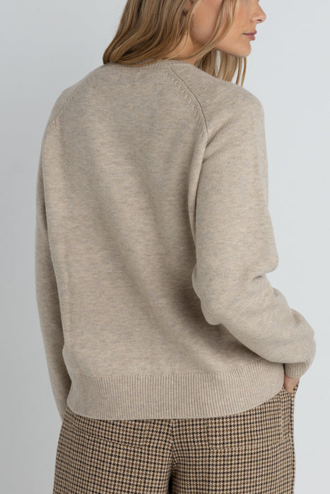 Rhythm Sanctuary Crew Neck Knit Sweater-Taupe