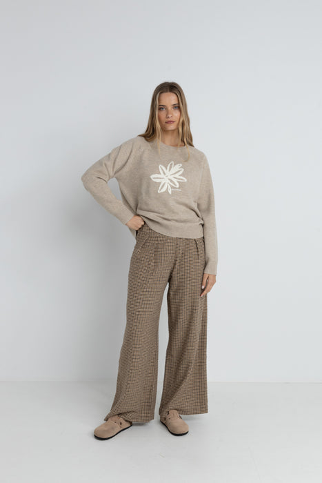 Rhythm Sanctuary Crew Neck Knit Sweater-Taupe