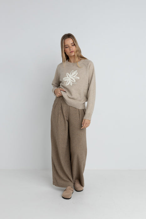 Rhythm Sanctuary Crew Neck Knit Sweater-Taupe