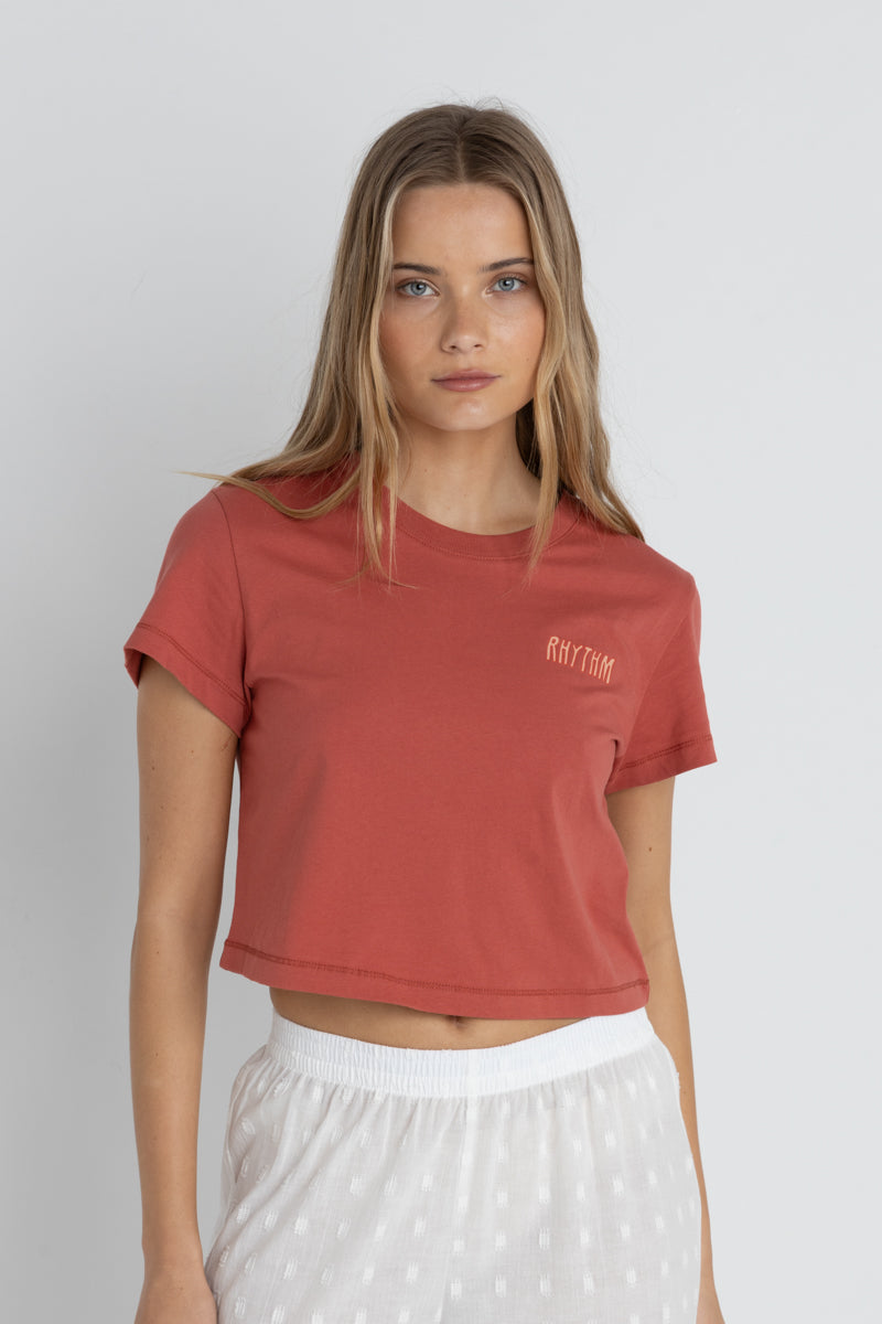 Rhythm Crop Crew Tee-Red