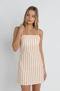 Rhythm Tide Stripe Mini Dress-Natural