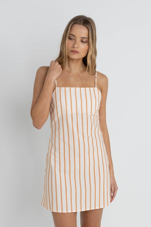 Rhythm Tide Stripe Mini Dress-Natural