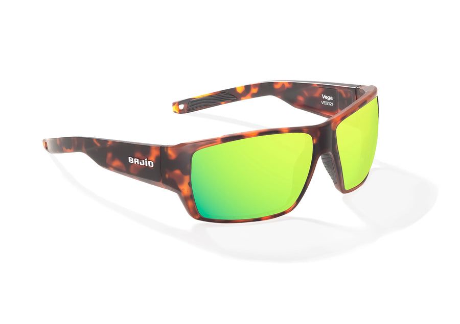 Bajio Vega Sunglasses-Brown Tort Matte/Green Mirror Glass