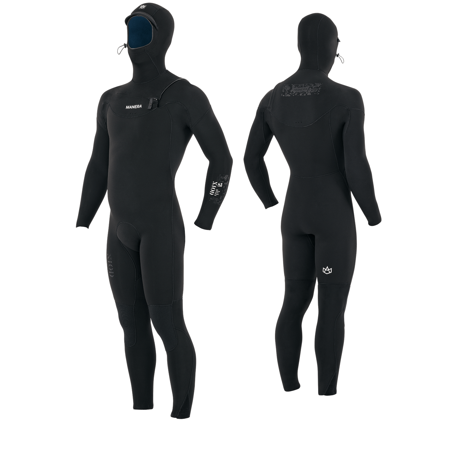 Manera X10D Hooded 4/3 FZ Wetsuit-Black