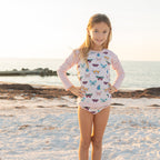 Emerson & Friends Wings of Paradise Butterflies L/S Rashguard-Beige/Multi