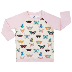 Emerson & Friends Wings of Paradise Butterflies L/S Rashguard-Beige/Multi