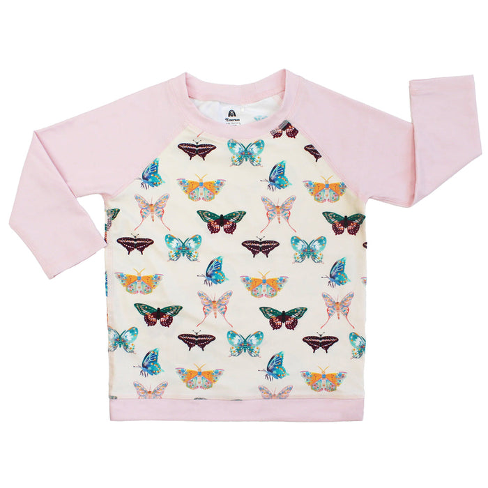 Emerson & Friends Wings of Paradise Butterflies L/S Rashguard-Beige/Multi