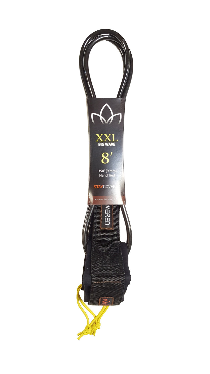 Stay Covered XXL Big Wave Hand Tied Leash-Black-8'