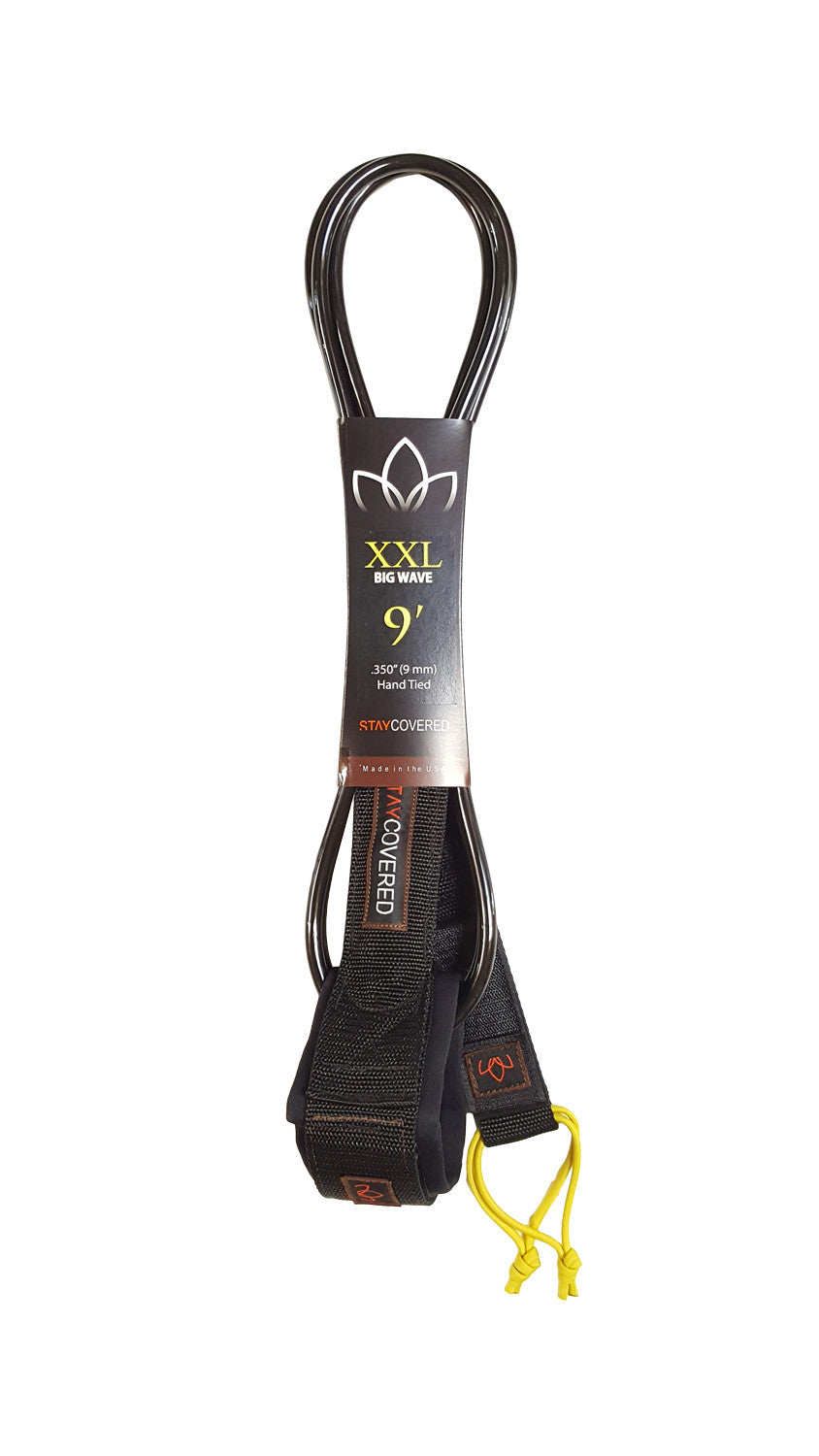 Stay Covered XXL Big Wave Hand Tied Leash-Black-9'