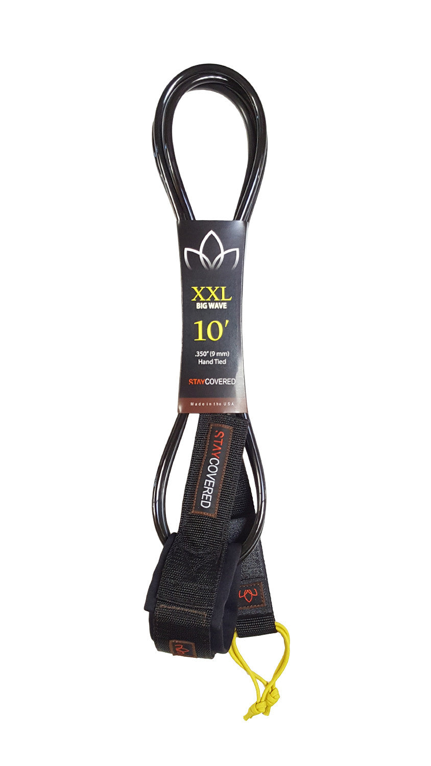 Stay Covered XXL Big Wave Hand Tied Leash-Black-10'