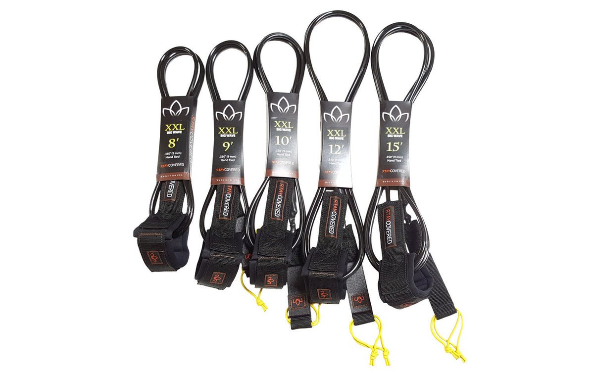 Stay Covered XXL Big Wave Hand Tied Leash-Black-10'